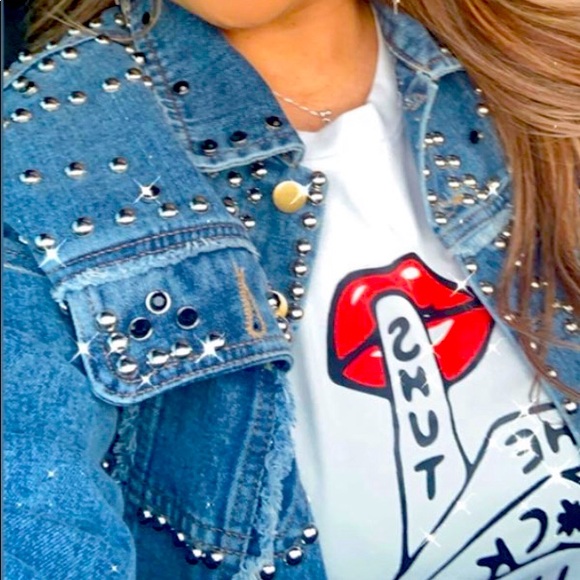 diamond studded denim jacket